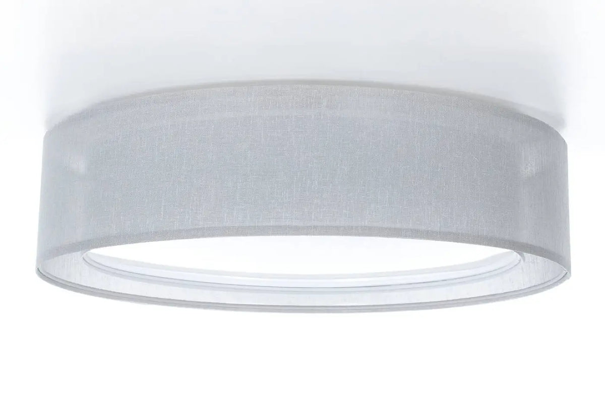 Plafonnier rond en tissu gris platine, 50 ou 60 cm