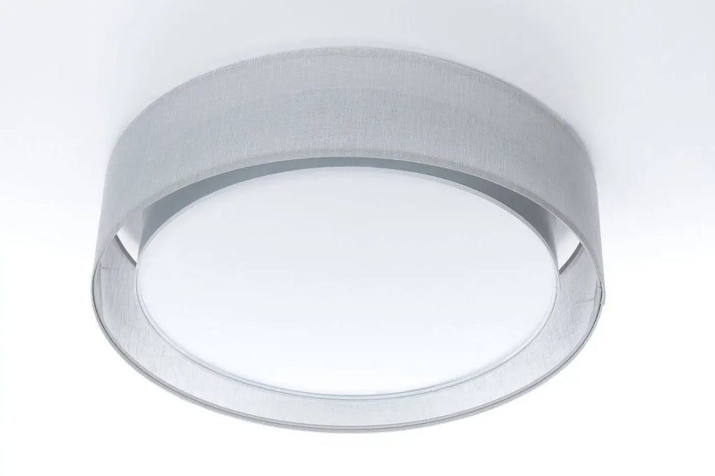 Plafonnier rond en tissu gris platine, 50 ou 60 cm