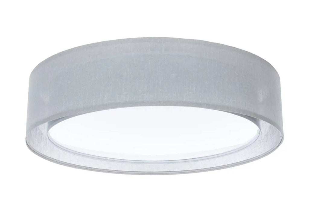 Plafonnier rond en tissu gris platine, 50 ou 60 cm