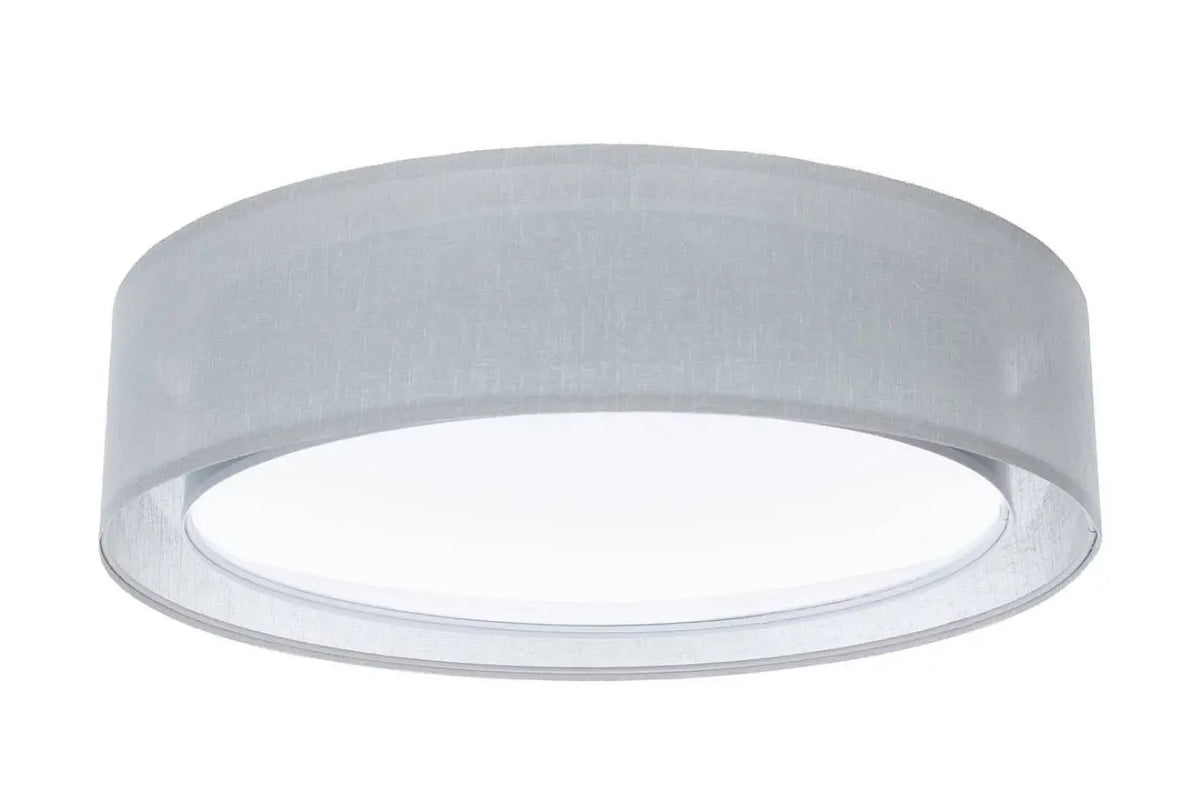 Plafonnier rond en tissu gris platine, 50 ou 60 cm
