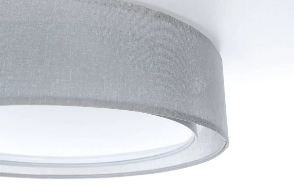 Plafonnier rond en tissu gris platine, 50 ou 60 cm