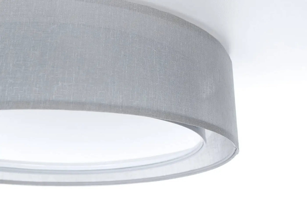 Plafonnier rond en tissu gris platine, 50 ou 60 cm
