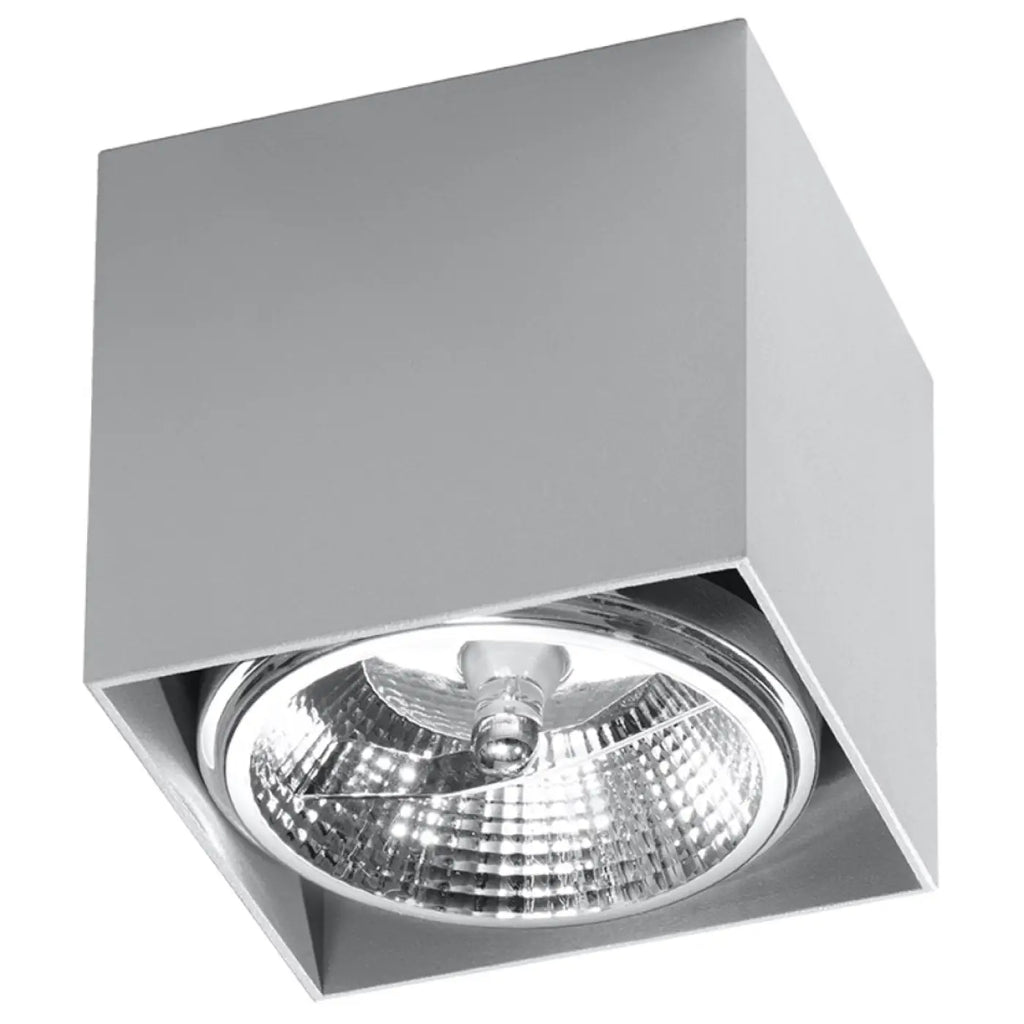 Plafonnier spot cube en aluminium gris, en saillie, GU10