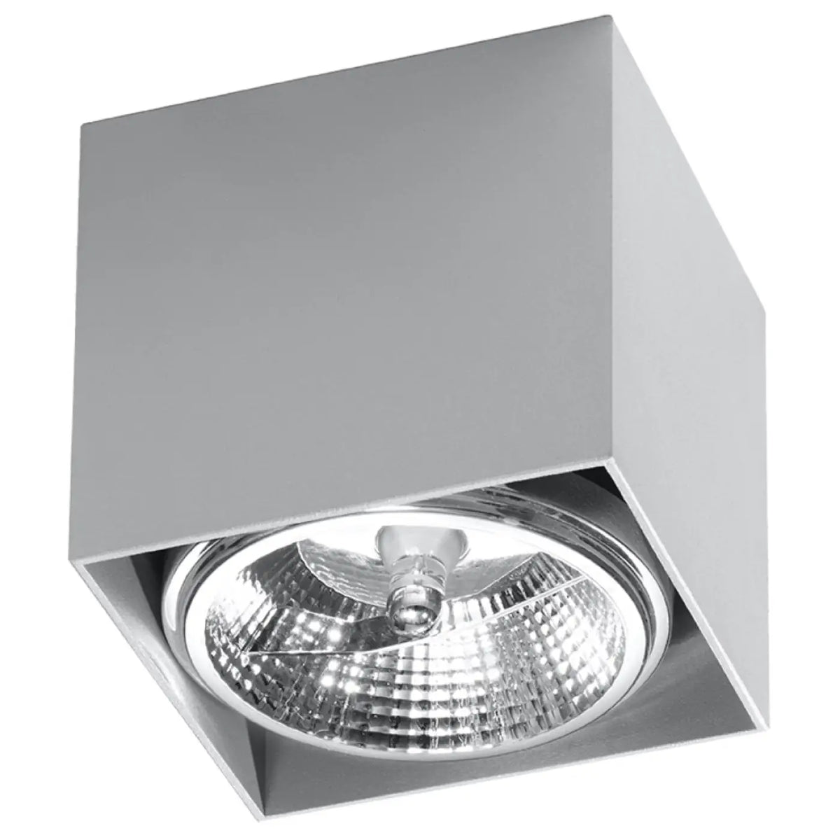 Plafonnier spot cube en aluminium gris, en saillie, GU10