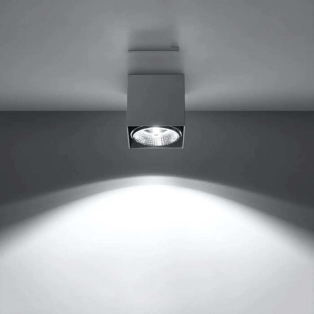 Plafonnier spot cube en aluminium gris, en saillie, GU10