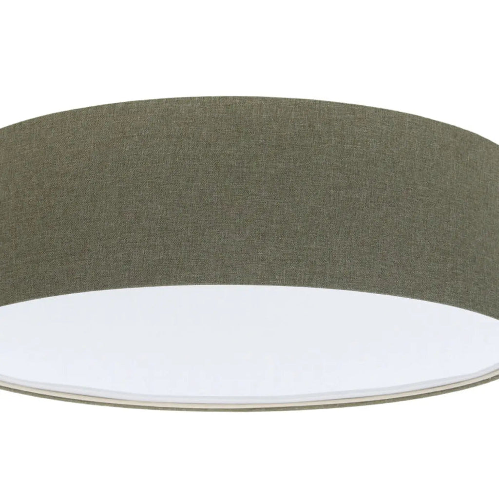 Plafonnier cylindre en tissu vert gris, quatre diamètres
