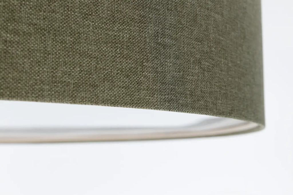 Plafonnier cylindre en tissu vert gris, quatre diamètres