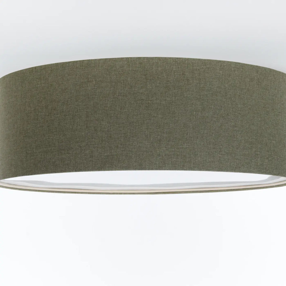 Plafonnier cylindre en tissu vert gris, quatre diamètres