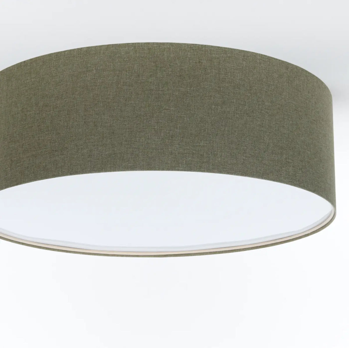 Plafonnier cylindre en tissu vert gris, quatre diamètres