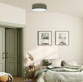 Plafonnier cylindre en tissu vert gris, quatre diamètres