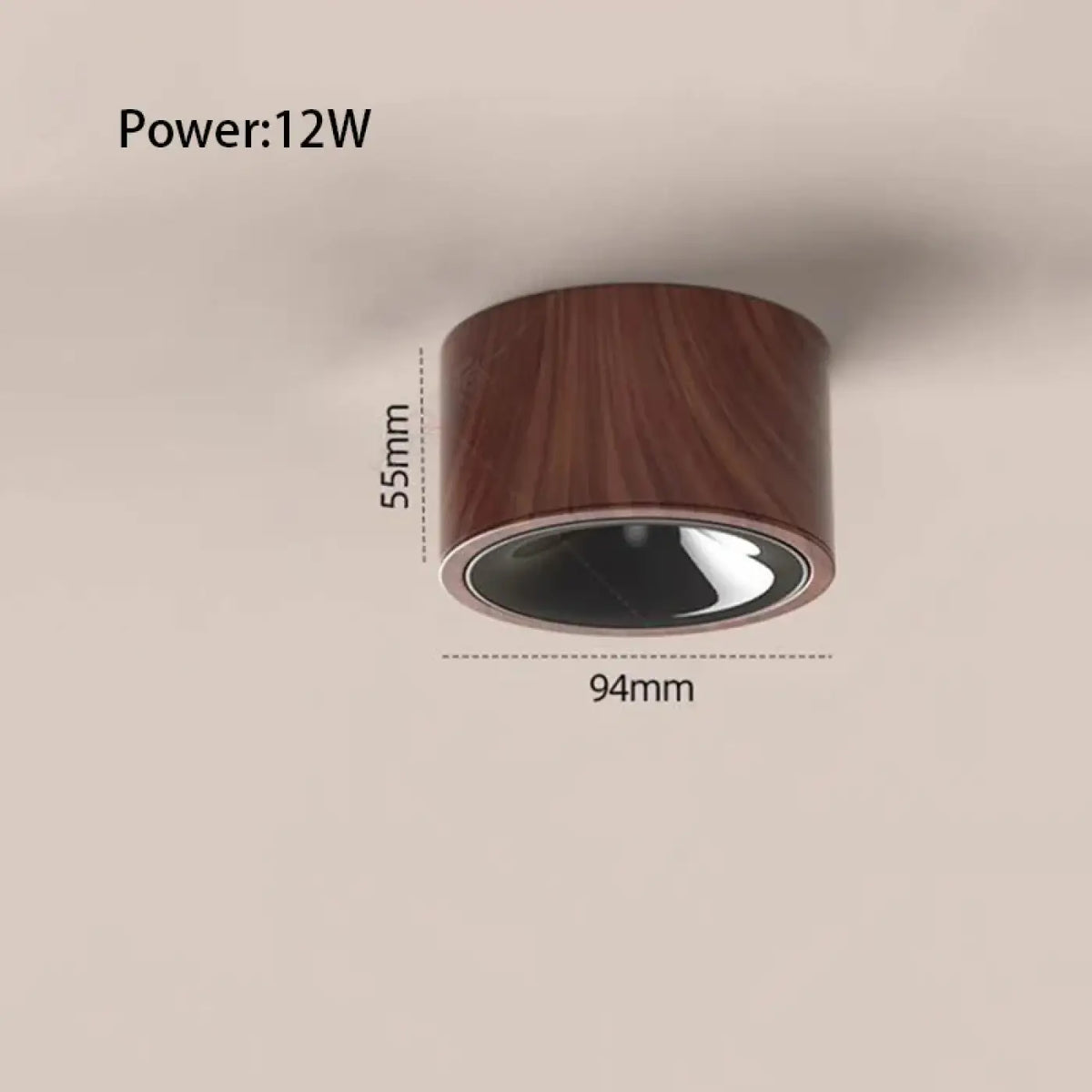 Plafonnier LED finition bois et chrome, tailles S à XL