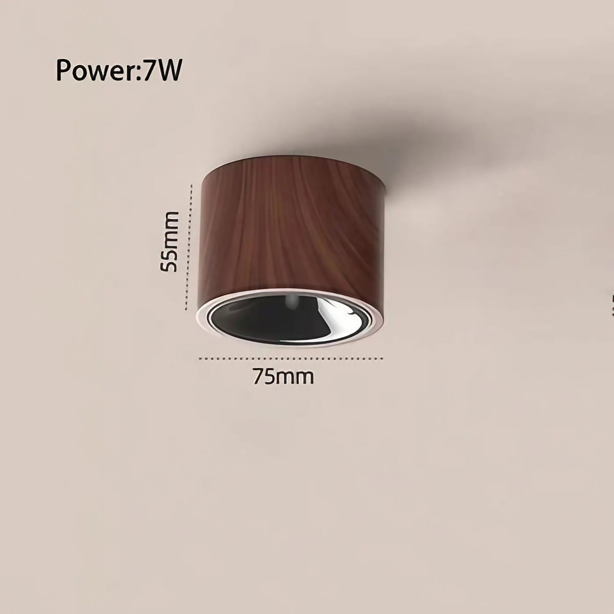 Plafonnier LED finition bois et chrome, tailles S à XL