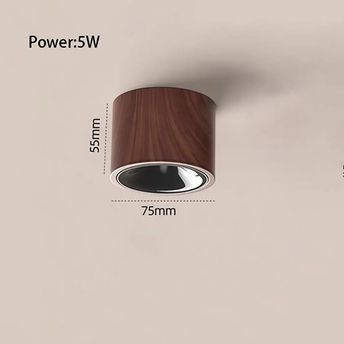 Plafonnier LED finition bois et chrome, tailles S à XL