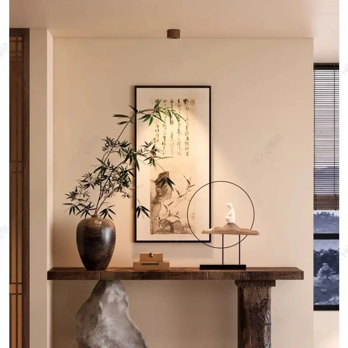 Plafonnier LED finition bois et chrome, tailles S à XL