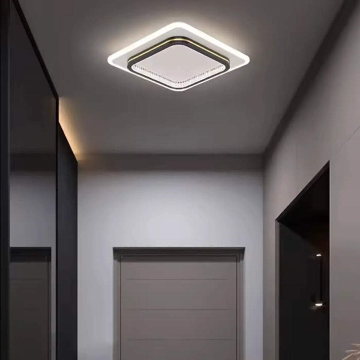 Plafonnier LED rond ou carré, simple ou double, noir ou doré, noir