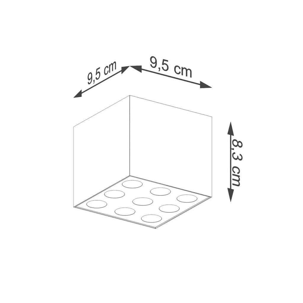 Plafonnier LED cube en aluminium noir, 9 sources, 1859 lumens