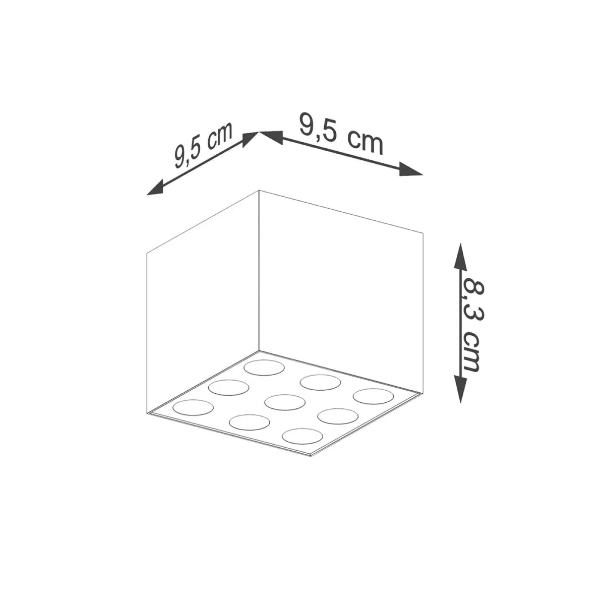Plafonnier LED cube en aluminium noir, 9 sources, 1859 lumens
