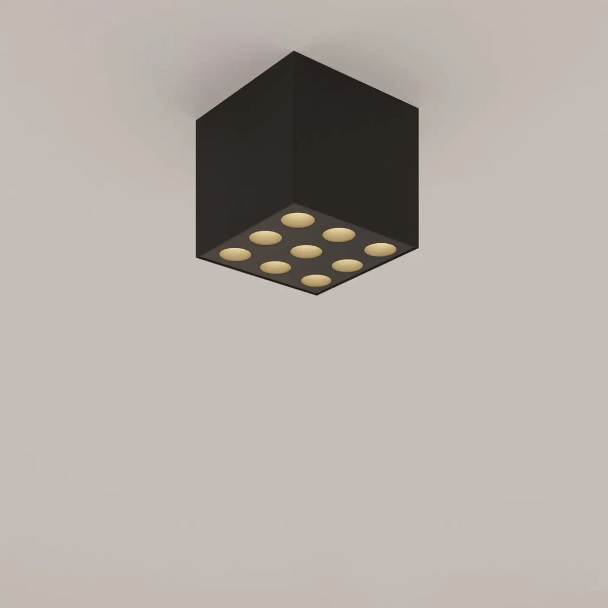 Plafonnier LED cube en aluminium noir, 9 sources, 1859 lumens