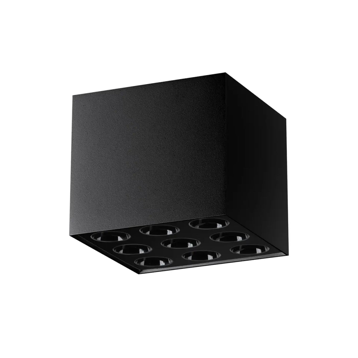 Plafonnier LED cube en aluminium noir, 9 sources, 1859 lumens