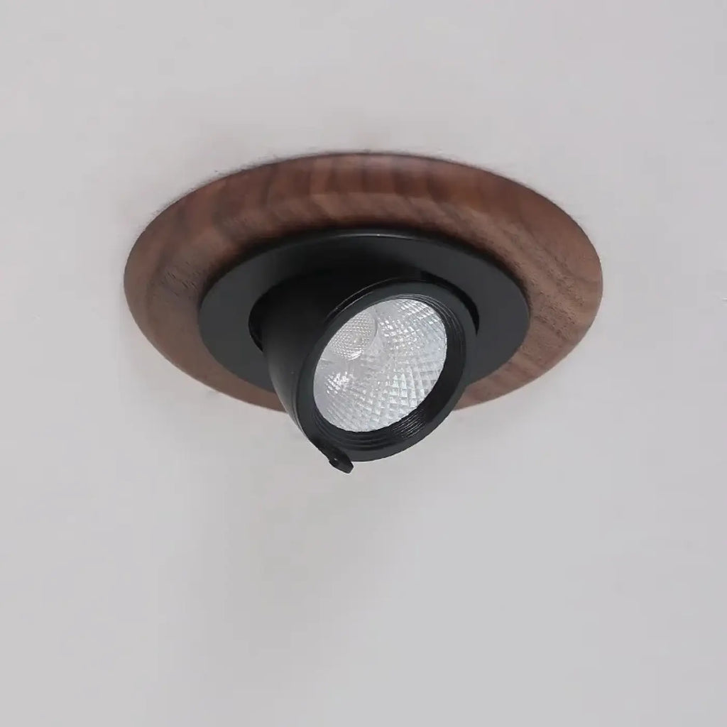 Plafonnier LED rond en bois, deux modèles, blanc chaud ou froid