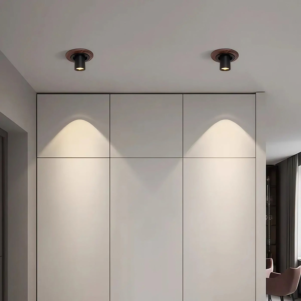 Plafonnier LED rond en bois, deux modèles, blanc chaud ou froid