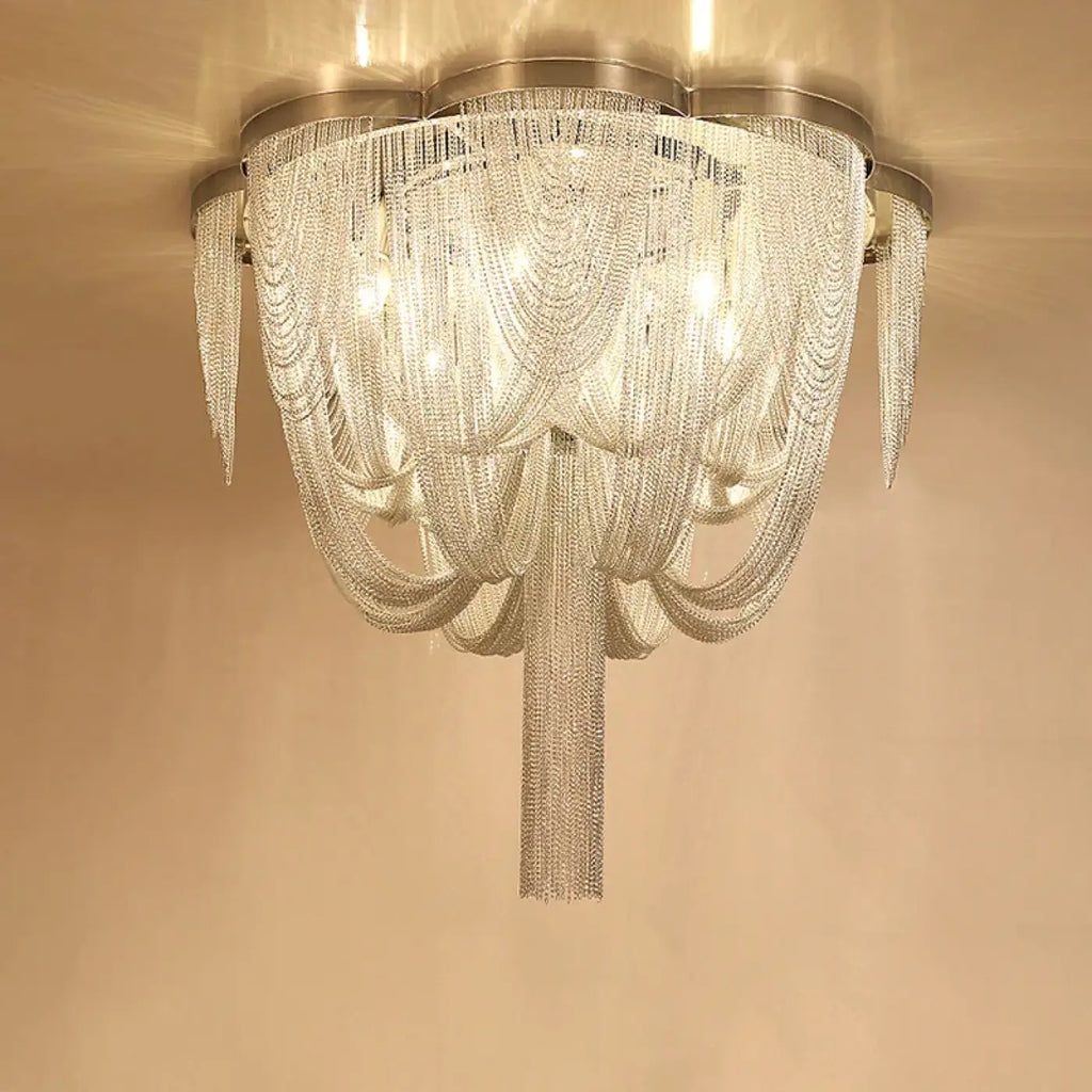 Plafonnier à chaînes métalliques, argenté ou doré, tailles S à L, doré