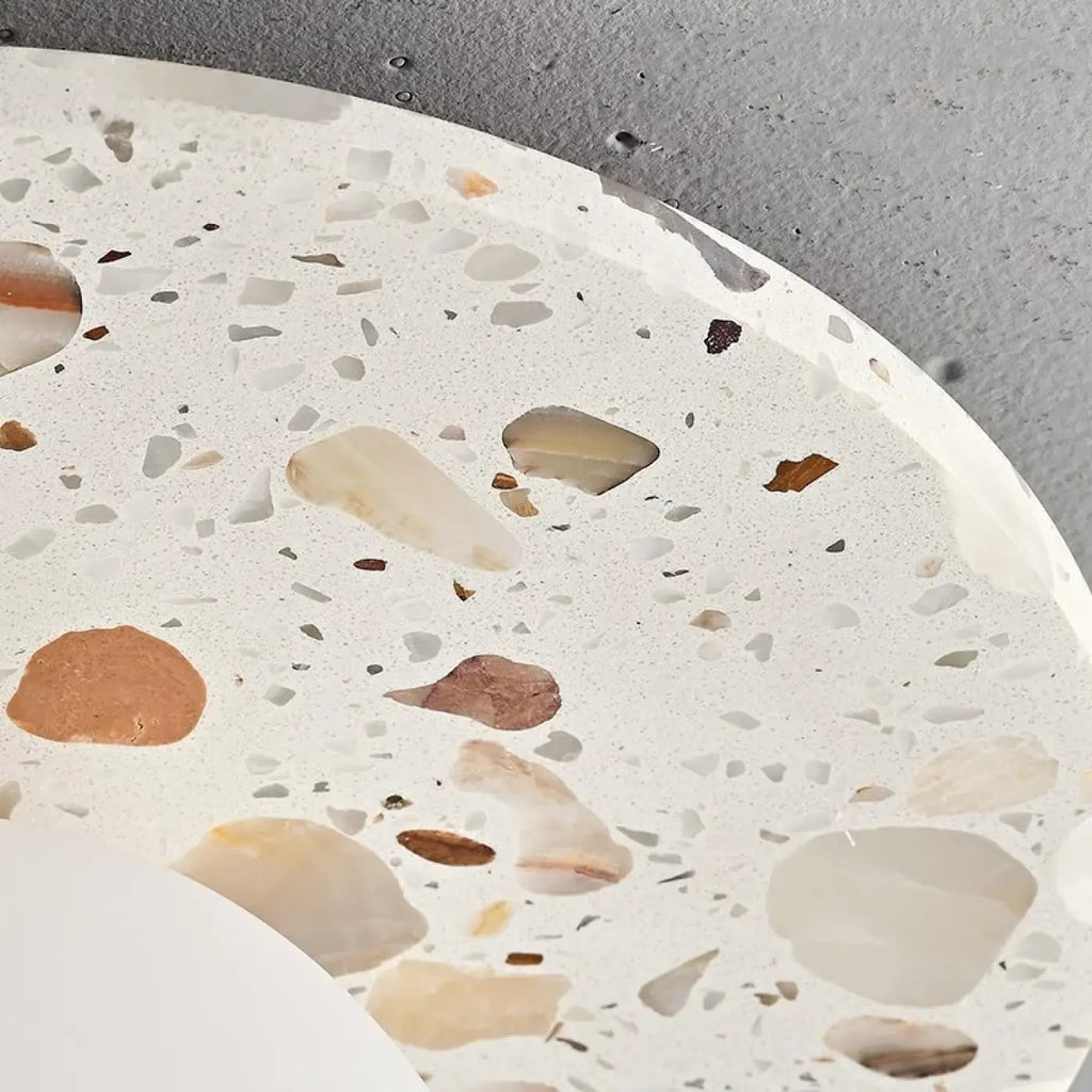 Plafonnier en marbre blanc avec globe blanc, tailles S et M