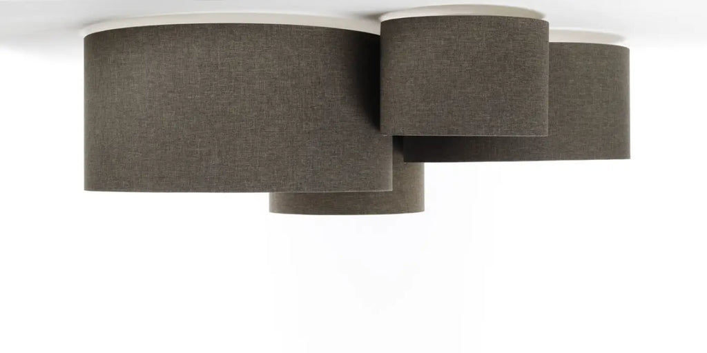 Plafonnier 4 cylindres en tissu marron gris, 92 cm de large
