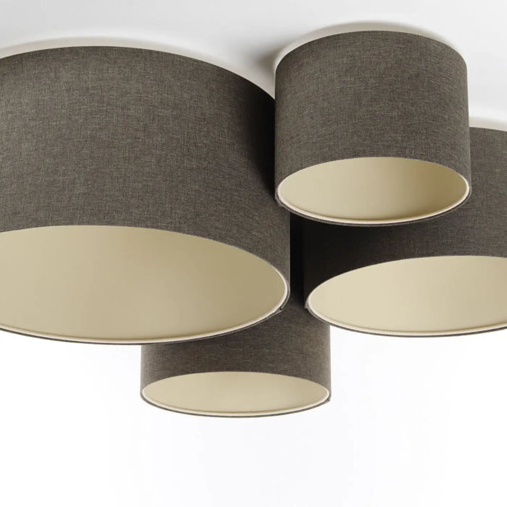 Plafonnier 4 cylindres en tissu marron gris, 92 cm de large