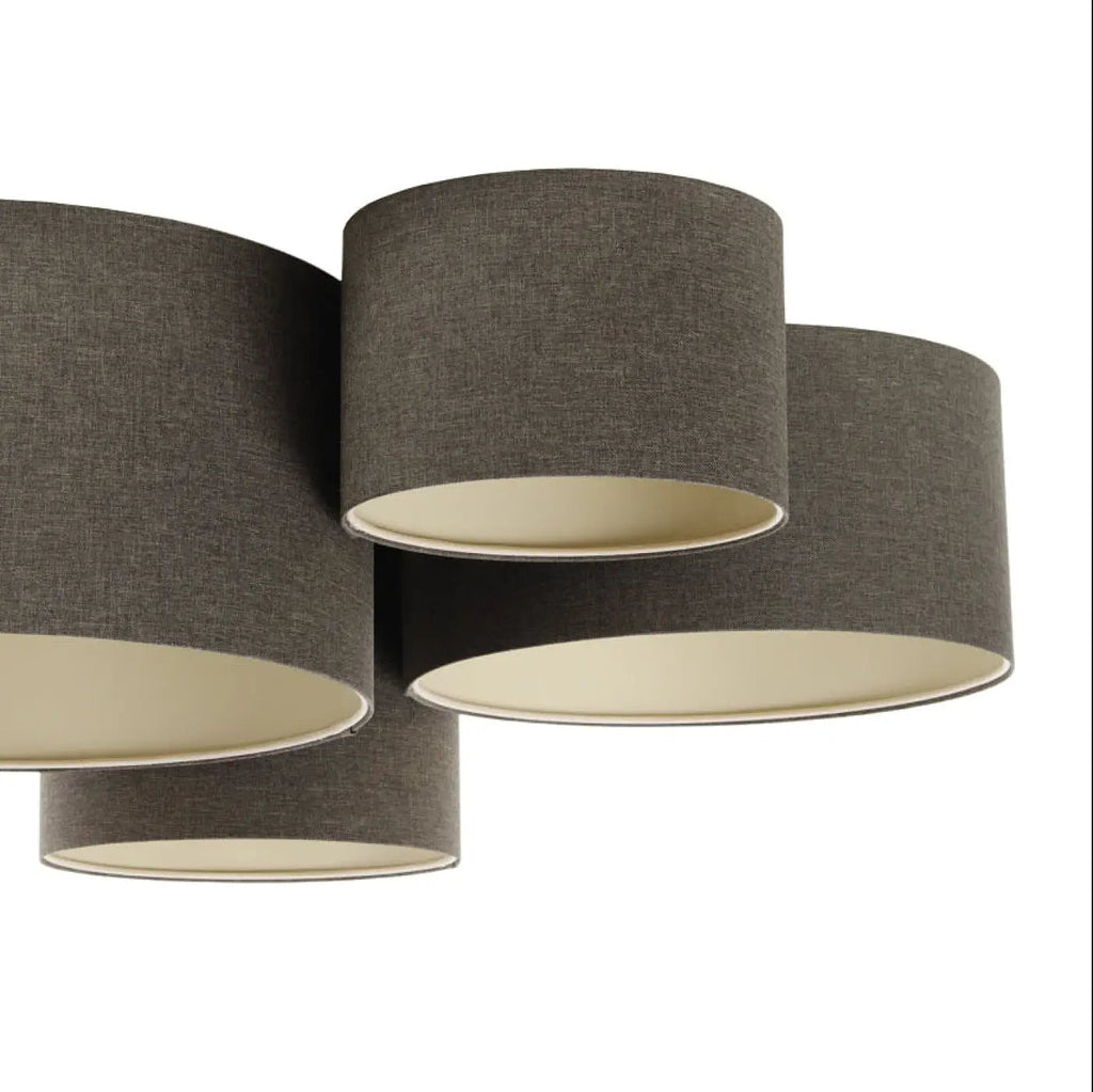 Plafonnier 4 cylindres en tissu marron gris, 92 cm de large