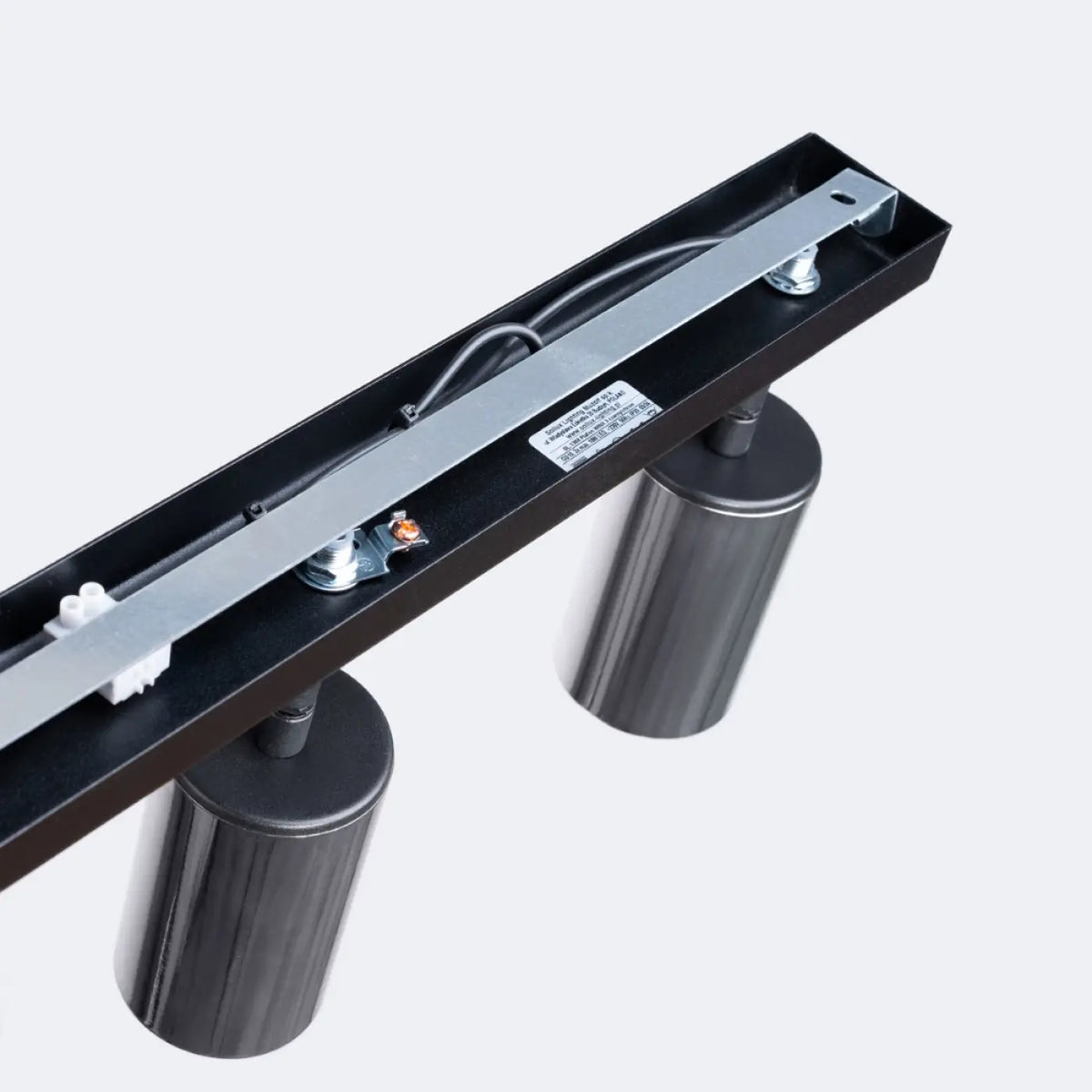 Plafonnier 3 spots orientables noir et chrome, barre de 45 cm