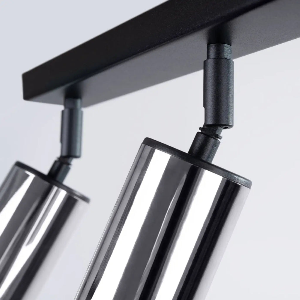 Plafonnier 3 spots orientables noir et chrome, barre de 45 cm