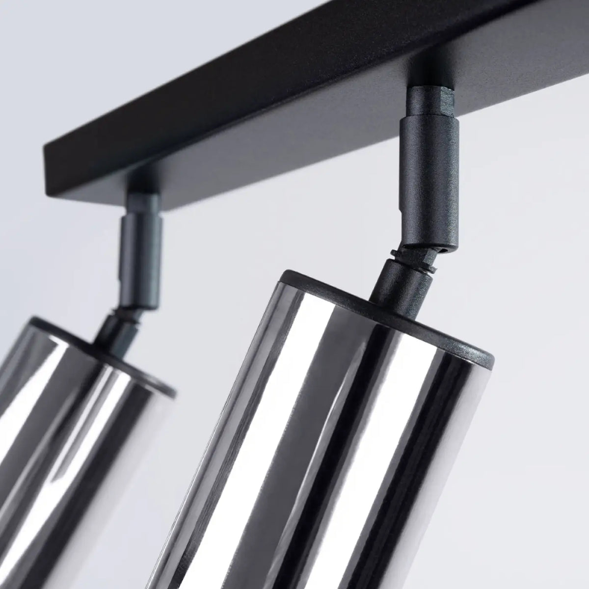 Plafonnier 3 spots orientables noir et chrome, barre de 45 cm