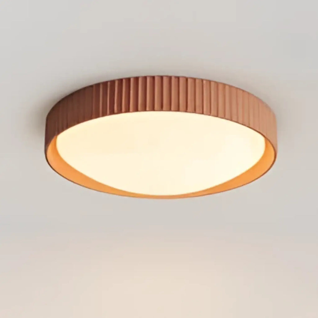 Plafonnier rond minimaliste à reliefs graphiques, orange