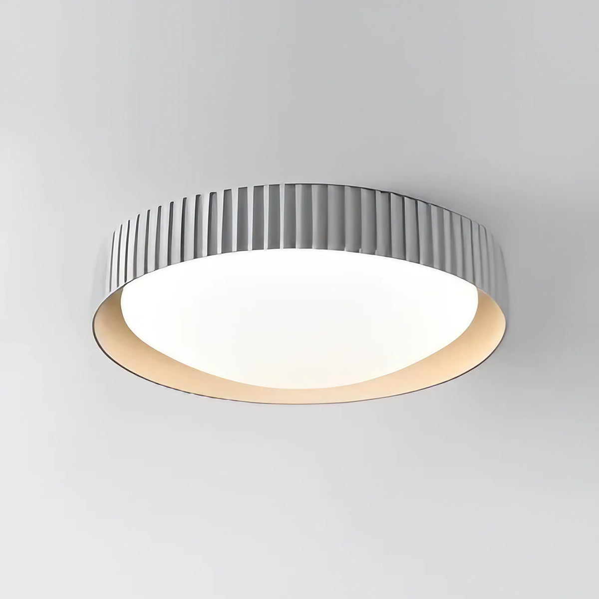 Plafonnier rond minimaliste à reliefs graphiques, gris