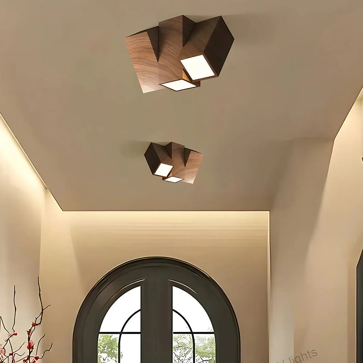Plafonnier en bois orientable, ligne minimaliste, deux modèles, marron