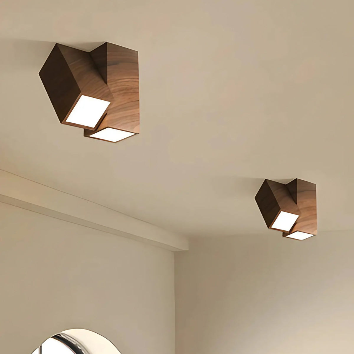 Plafonnier en bois orientable, ligne minimaliste, deux modèles, marron