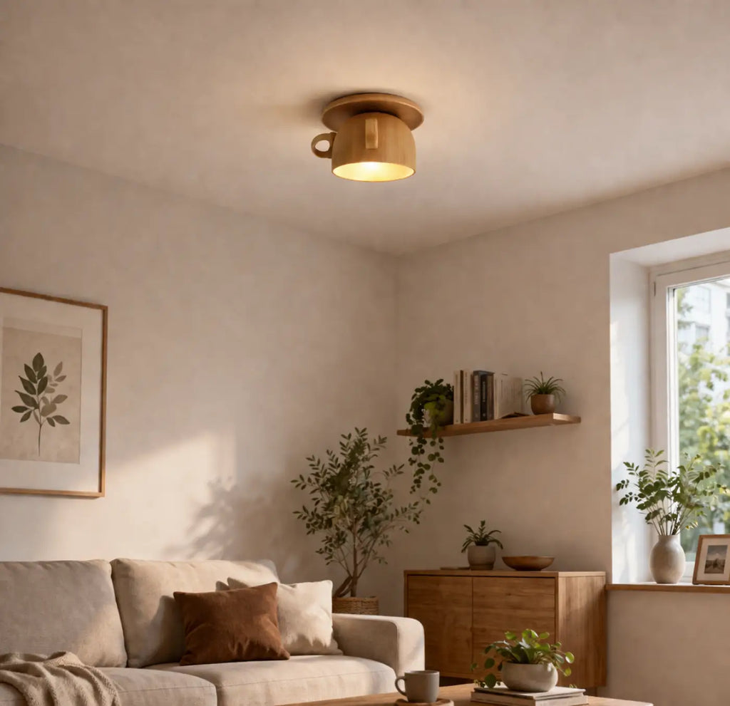 Plafonnier en forme de tasse, ligne minimaliste