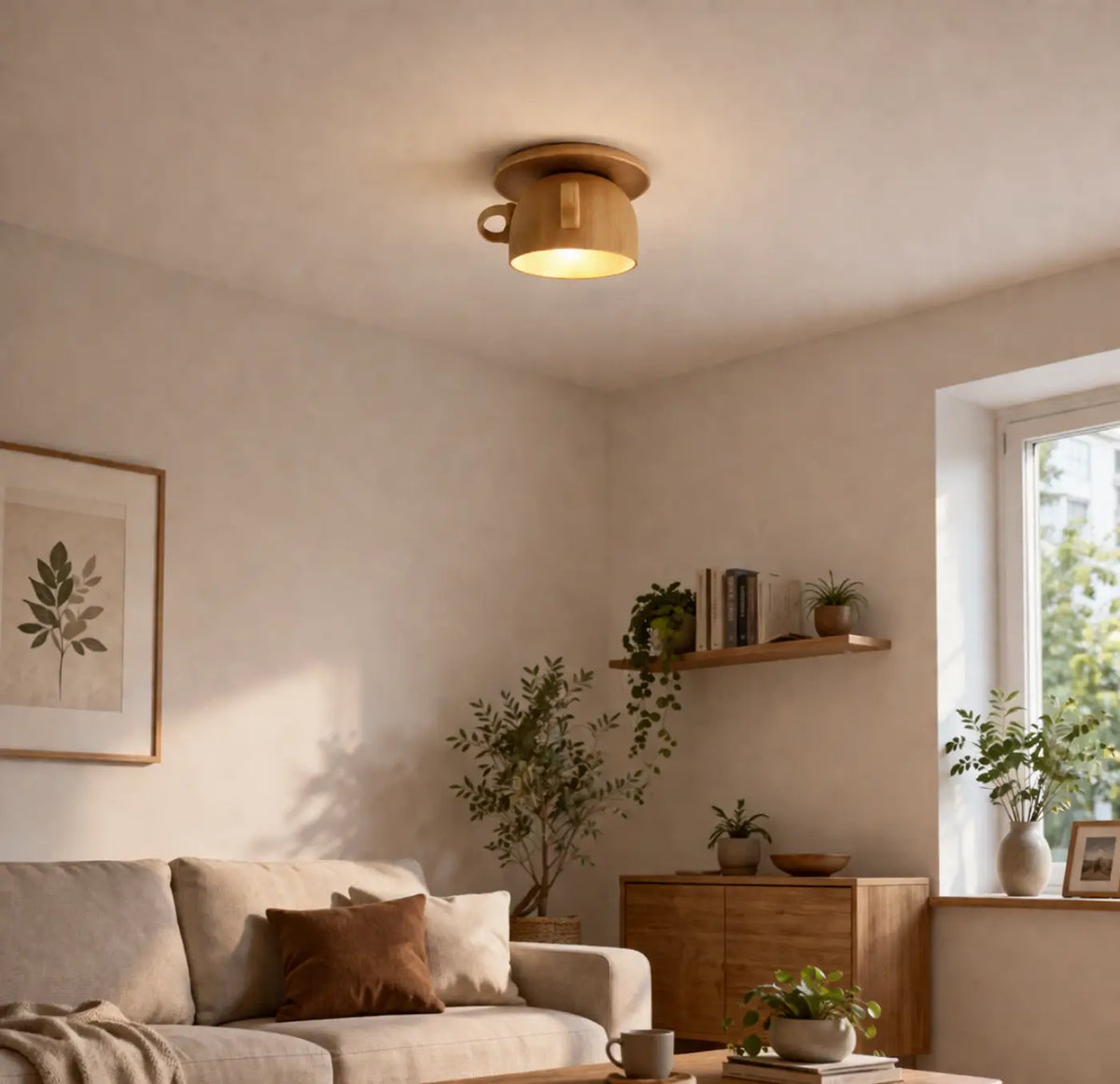 Plafonnier en forme de tasse, ligne minimaliste