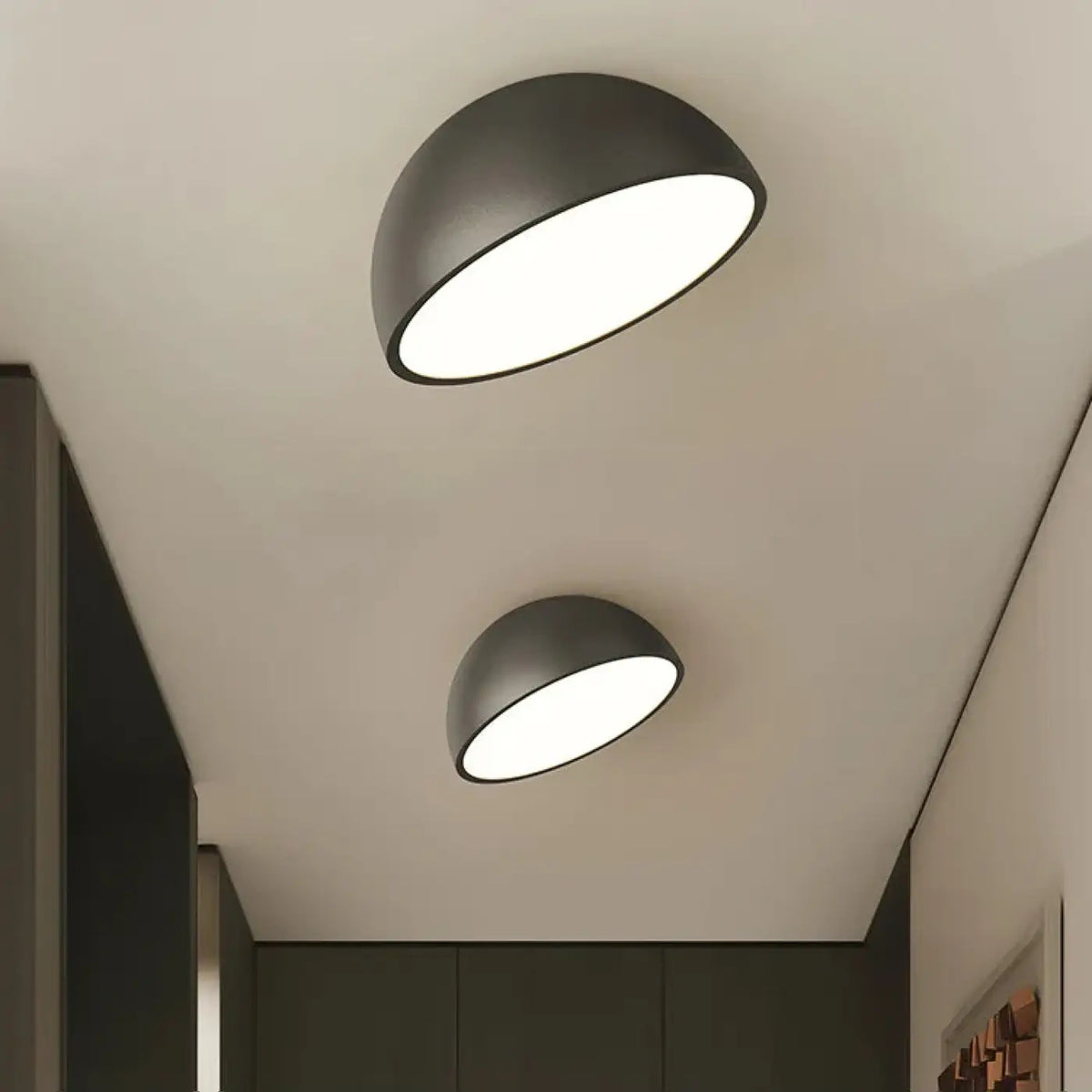 Plafonnier à coque arrondie, blanc ou noir, quatre tailles