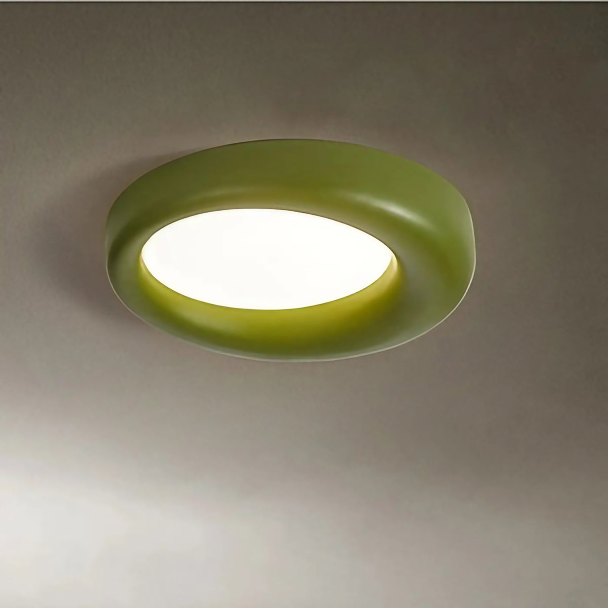 Plafonnier moderne aux courbes douces, vert, blanc ou orange, vert