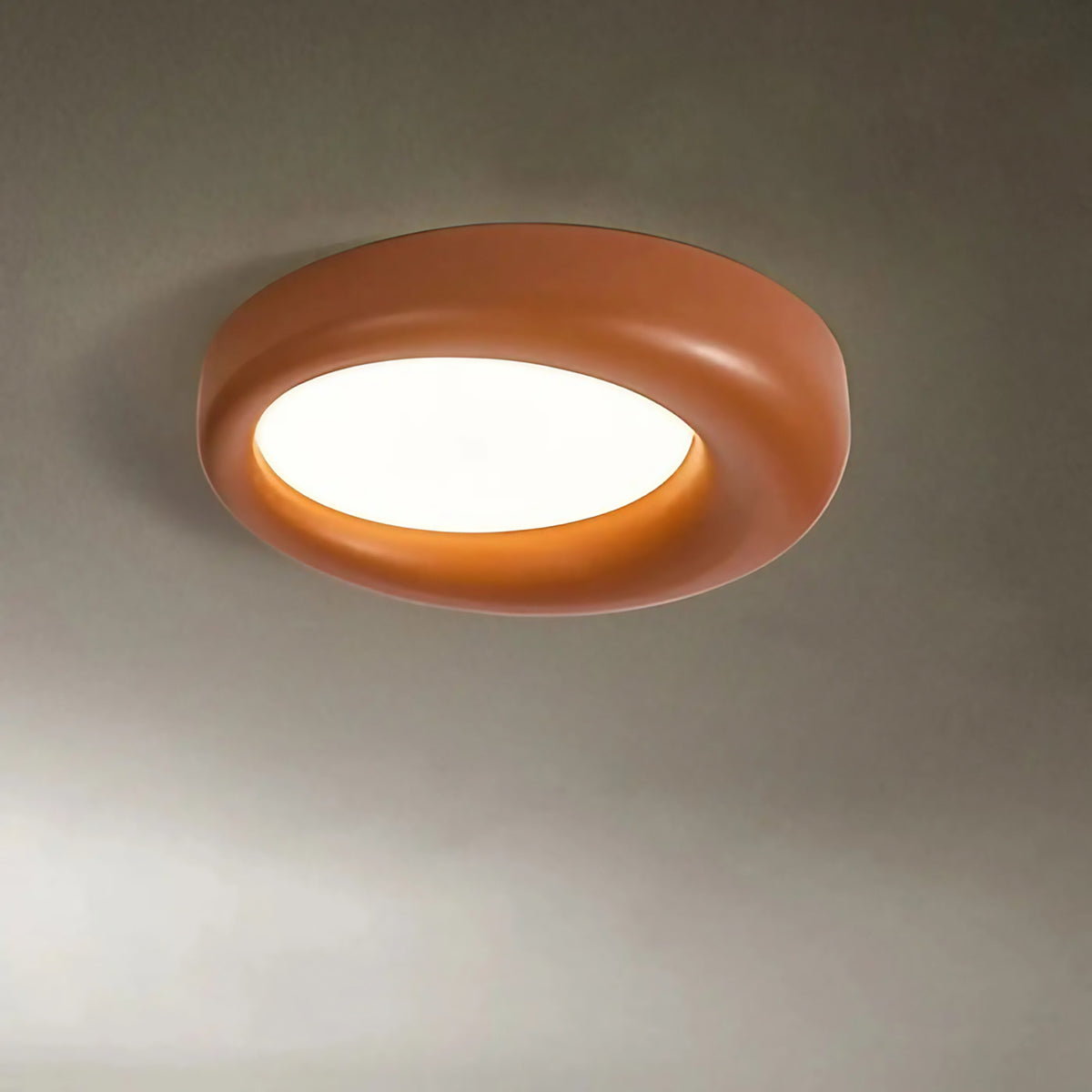 Plafonnier moderne aux courbes douces, vert, blanc ou orange, orange