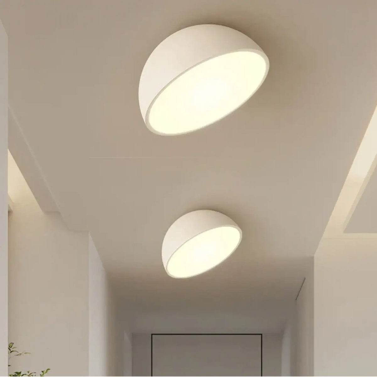 Plafonnier à coque arrondie, blanc ou noir, quatre tailles