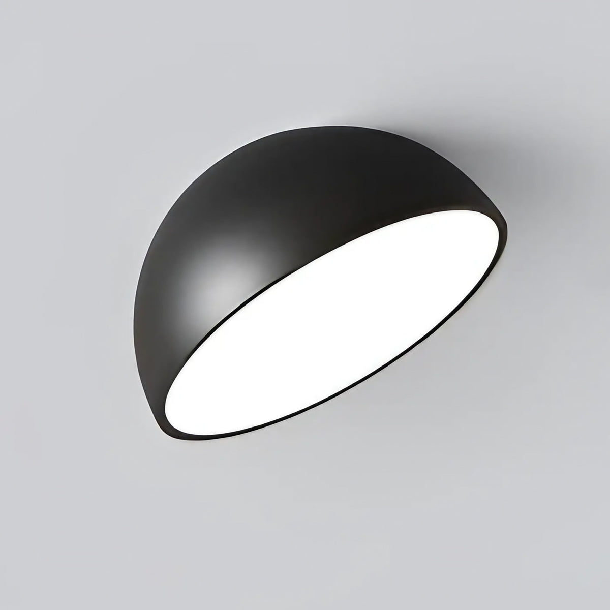 Plafonnier à coque arrondie, blanc ou noir, quatre tailles, noir