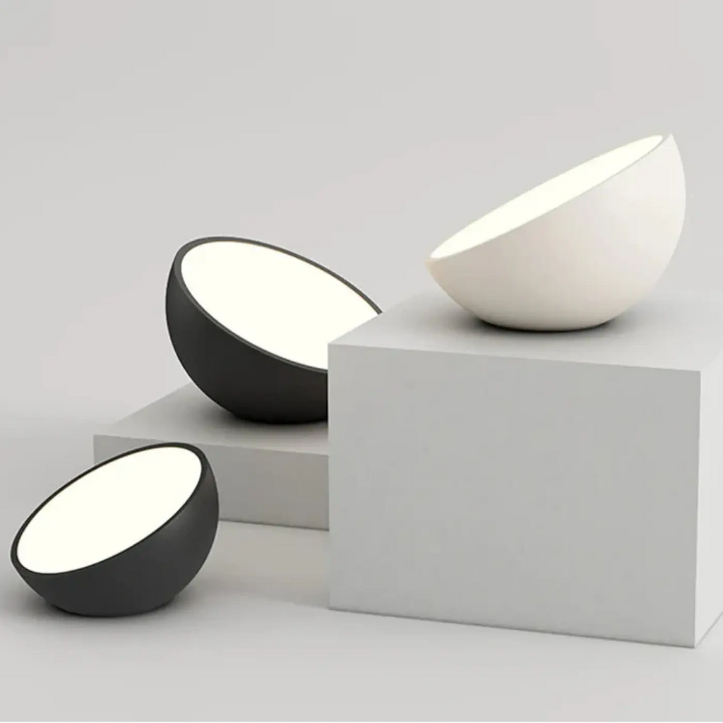 Plafonnier à coque arrondie, blanc ou noir, quatre tailles