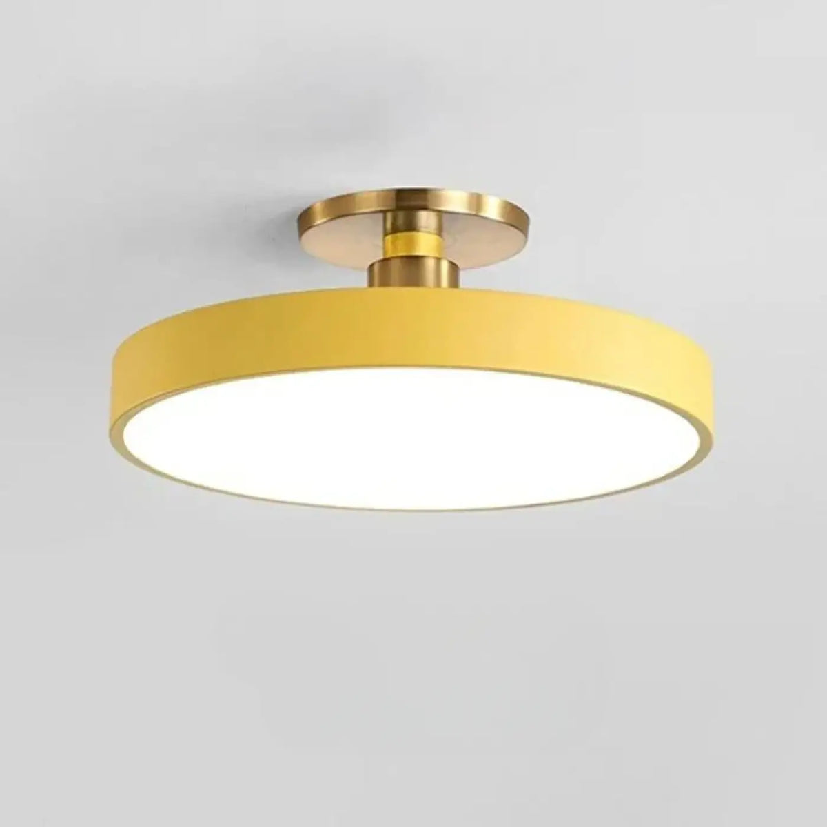 Plafonnier rond façon macaron, six coloris, tailles S à L, jaune