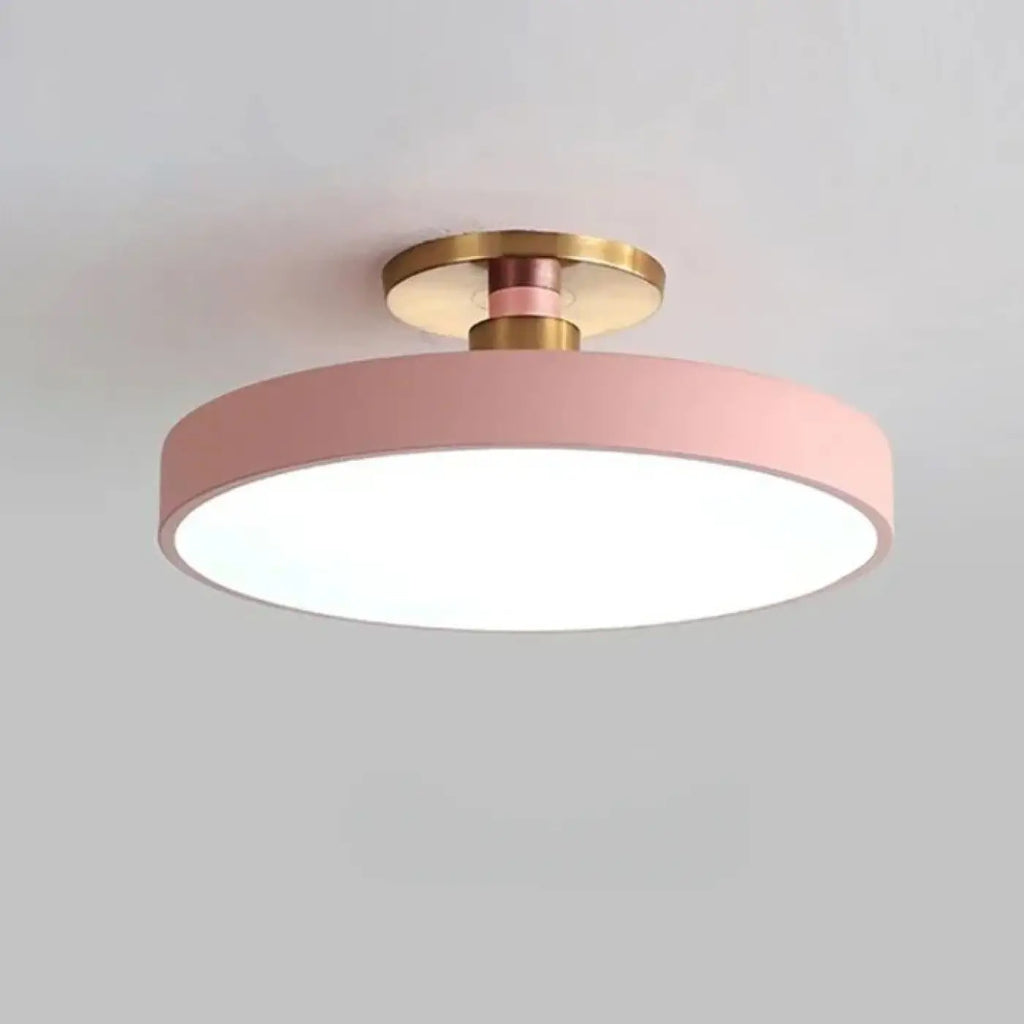 Plafonnier rond façon macaron, six coloris, tailles S à L, rose