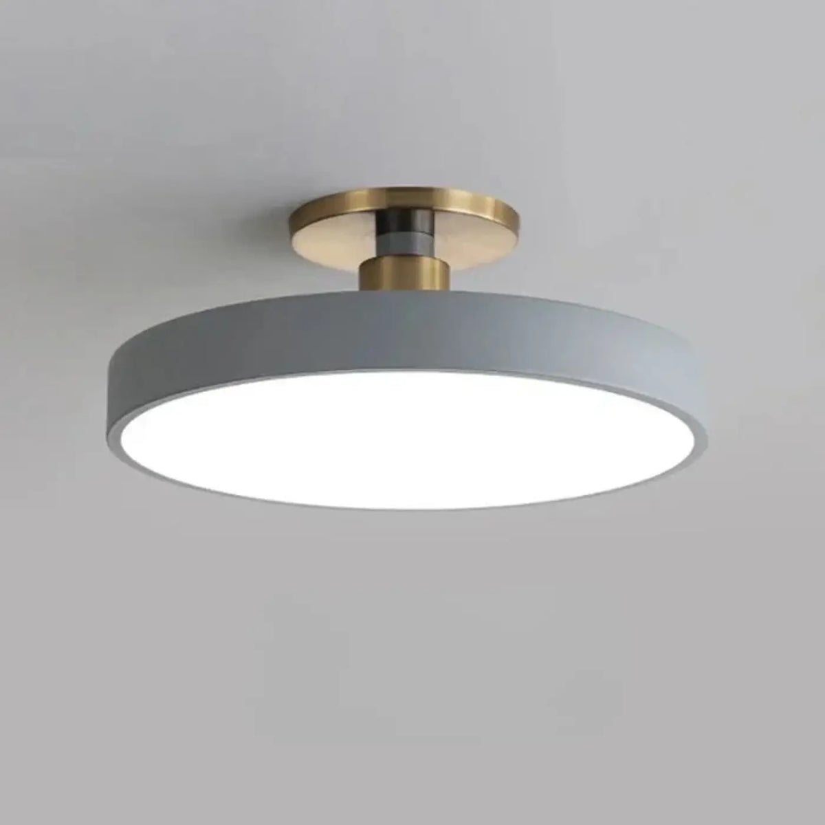 Plafonnier rond façon macaron, six coloris, tailles S à L, gris