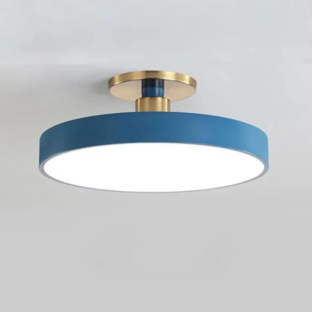 Plafonnier rond façon macaron, six coloris, tailles S à L, bleu