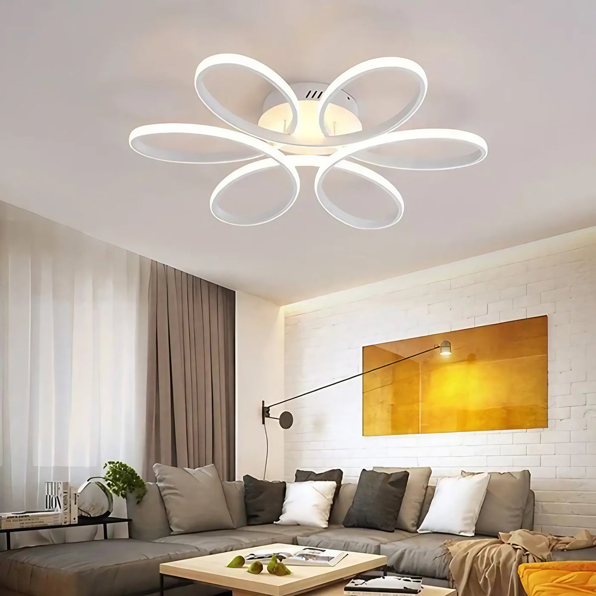Plafonnier minimaliste moderne, blanc ou marron, blanc
